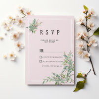 Bouquet de fleurs de menthe rose aquarelle RSVP
