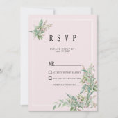Invitation Bouquet de fleurs de menthe rose aquarelle RSVP (Devant)