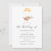 Invitation Bouquet de fleurs de parachute de mariage à l'aqua (Devant)