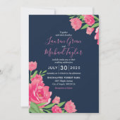 Invitation Bouquet de fleurs de roses bleues Mariage floral (Devant)