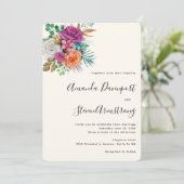 Invitation Bouquet de fleurs de roses roses, orange et blanch (Debout devant)