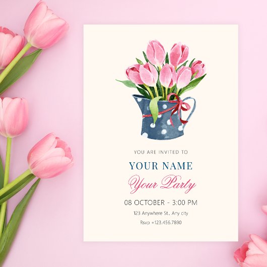 Invitation Bouquet de fleurs de tulipes