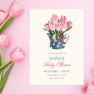Invitation Bouquet de fleurs de tulipes pour baby shower