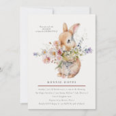 Invitation Bouquet de fleurs délicat de lapin de printemps (Devant)