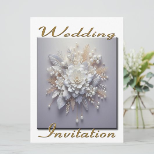 Invitation Bouquet de fleurs en bleu (Debout devant)
