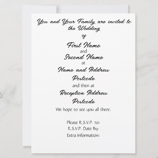 Invitation Bouquet de fleurs en bleu (Dos)