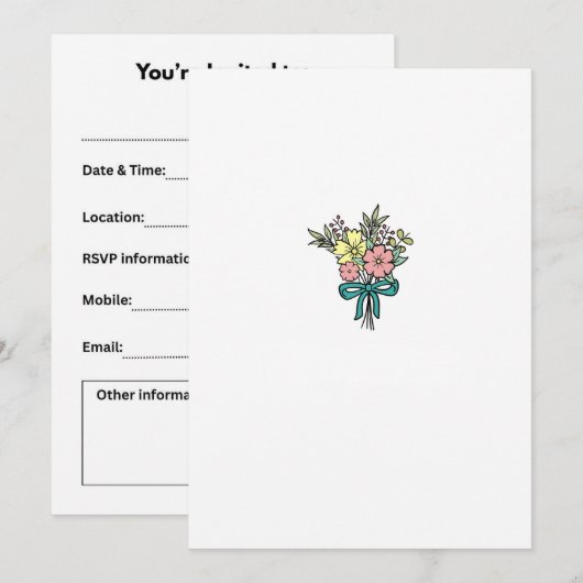 Invitation Bouquet de fleurs, floral, coloré (Devant / Derrière)