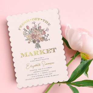 Invitation Bouquet de Fleurs Frais du Marché Shower de Mariée