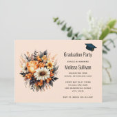 Invitation Bouquet de fleurs gris-jaune orange (Debout devant)