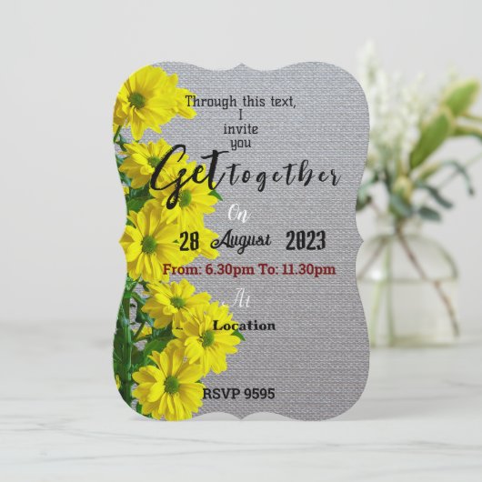 Invitation Bouquet de fleurs jaunes (Debout devant)