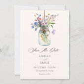 Invitation Bouquet de fleurs mariage minimaliste (Devant)