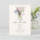 Invitation Bouquet de fleurs mariage minimaliste (Debout devant)