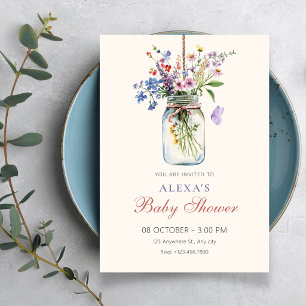 Invitation Bouquet de fleurs pour baby shower