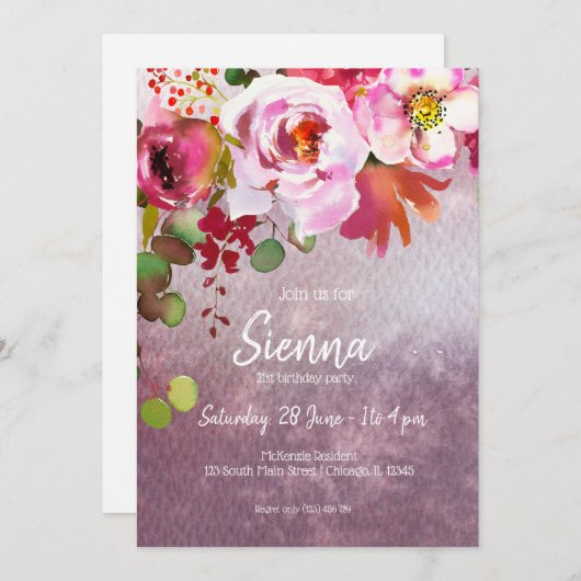 Invitation Bouquet de fleurs pour toutes les occasions (Devant / Derrière)