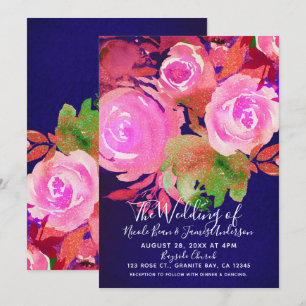 Invitation Bouquet de fleurs printanières modernes violettes 