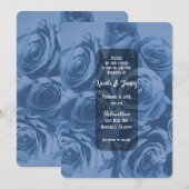Invitation Bouquet de fleurs romantiques Roses bleues Mariage (Devant / Derrière)