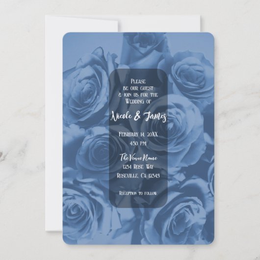Invitation Bouquet de fleurs romantiques Roses bleues Mariage (Devant)