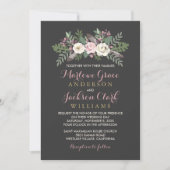 Invitation Bouquet de Fleurs Rose Charbon Mariage (Devant)