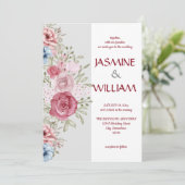 Invitation Bouquet de fleurs rose et bleue (Debout devant)