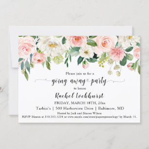 Invitation Bouquet de fleurs rose pâle qui s'éloigne de la fê