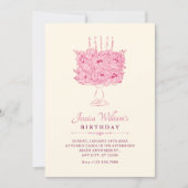 Invitation Bouquet de fleurs roses anniversaire (Devant)