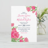 Invitation Bouquet de fleurs Roses chaudes Mariage de fleurs (Debout devant)