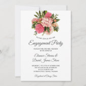 Invitation Bouquet de fleurs roses classe fiançailles élégant (Devant)