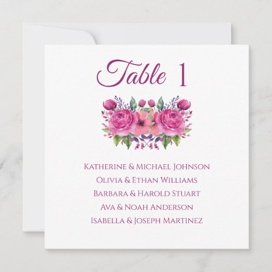 Invitation Bouquet de fleurs roses d'aquarelle-Mariage (Devant)
