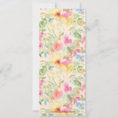 Invitation Bouquet de fleurs roses et jaunes délicates & moti (Dos)