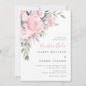 Invitation Bouquet de fleurs roses Nuestra Boda Mariage espag (Devant)