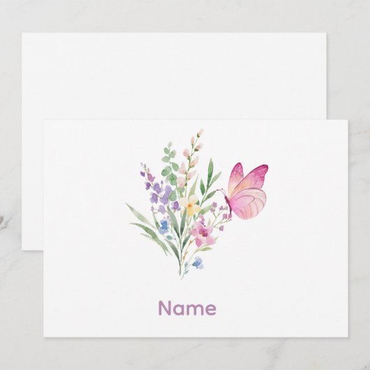 Invitation Bouquet de fleurs sauvages à l'aquarelle avec papi (Devant / Derrière)