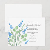 Invitation Bouquet de Fleurs sauvages d'aquarelle bleue (Devant / Derrière)