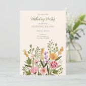 Invitation Bouquet de fleurs sauvages de couleur aquarelle an (Debout devant)