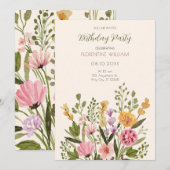 Invitation Bouquet de fleurs sauvages de couleur aquarelle an (Devant / Derrière)