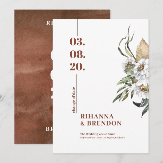 Invitation Bouquet de fleurs Savanna Watercouleurs (Devant / Derrière)