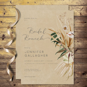 Invitation Bouquet de fleurs séché Tan Boho moderne Brunch nu