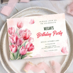 Invitation Bouquet de fleurs tulipes anniversaire