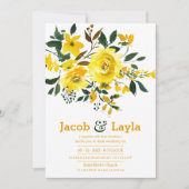 Invitation Bouquet de fleurs vert orange jaune Mariage d'été (Devant)