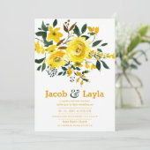 Invitation Bouquet de fleurs vert orange jaune Mariage d'été (Debout devant)