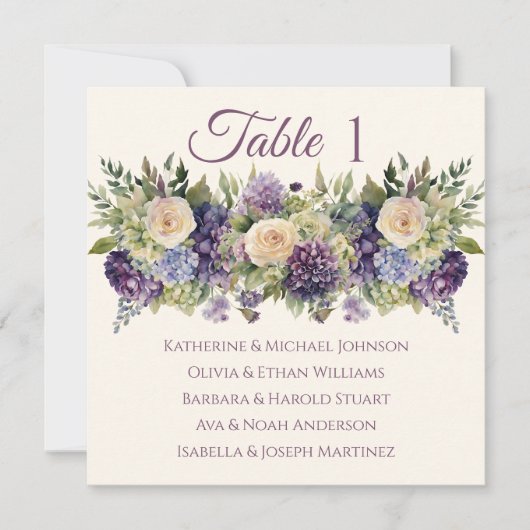 Invitation Bouquet de fleurs violettes d'aquarelle Mariage (Devant)