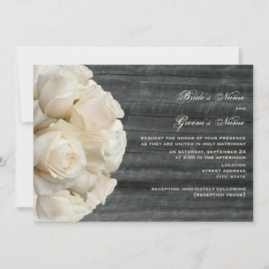 Invitation Bouquet de la Rose blanche et Mariage de Barnwood (Devant)