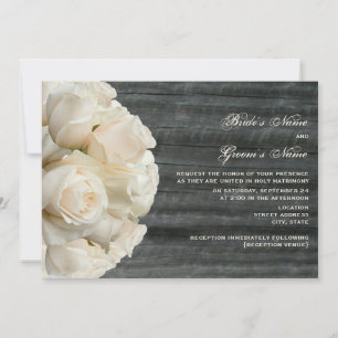 Invitation Bouquet de la Rose blanche et Mariage de Barnwood