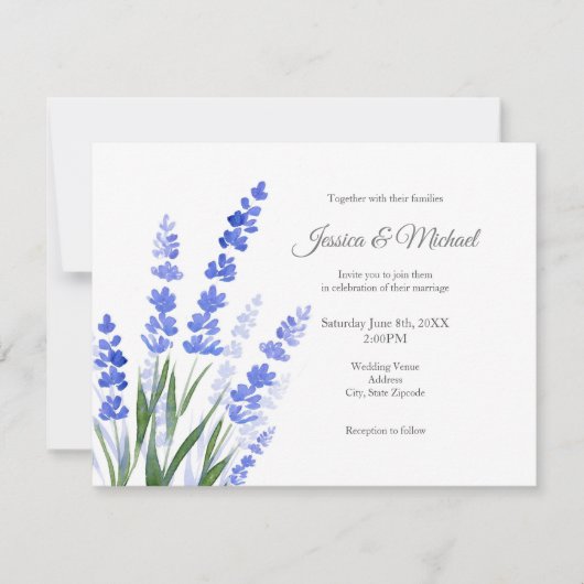 Invitation Bouquet de Lavande Aquarelle (Devant)
