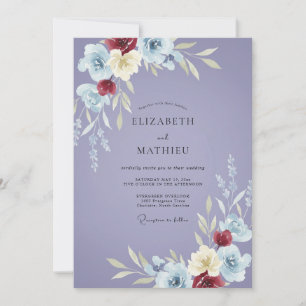 Invitation Bouquet de lavande Bourgogne Eucalyptus Mariage