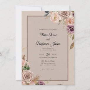 Invitation Bouquet de lilas poussiéreux Mariage eucalyptus