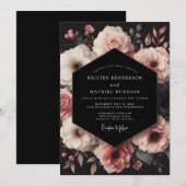 Invitation Bouquet de mariage Blush Onyx (Devant / Derrière)