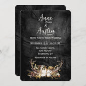 Invitation Bouquet de mariage bois de cerf sur cuir (Devant / Derrière)