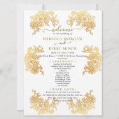 Invitation Bouquet de mariage chic doré téléchargeable (Devant)