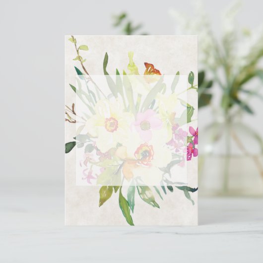 Invitation Bouquet de mariage de jonquilles printanières de b (Debout devant)