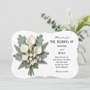 Invitation Bouquet de mariage élégant de callas blancs